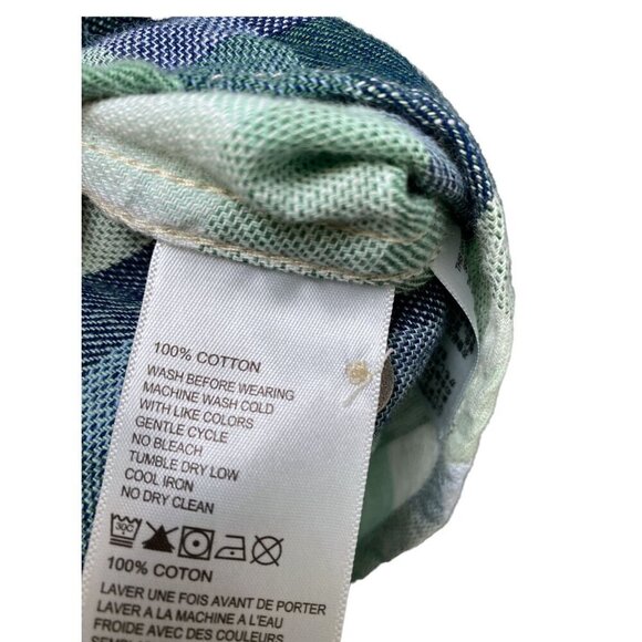 Tommy Bahama Mens Plaid Shirt XXL Cotton Short Sleeve Green Blue Button up - Picture 14 of 14